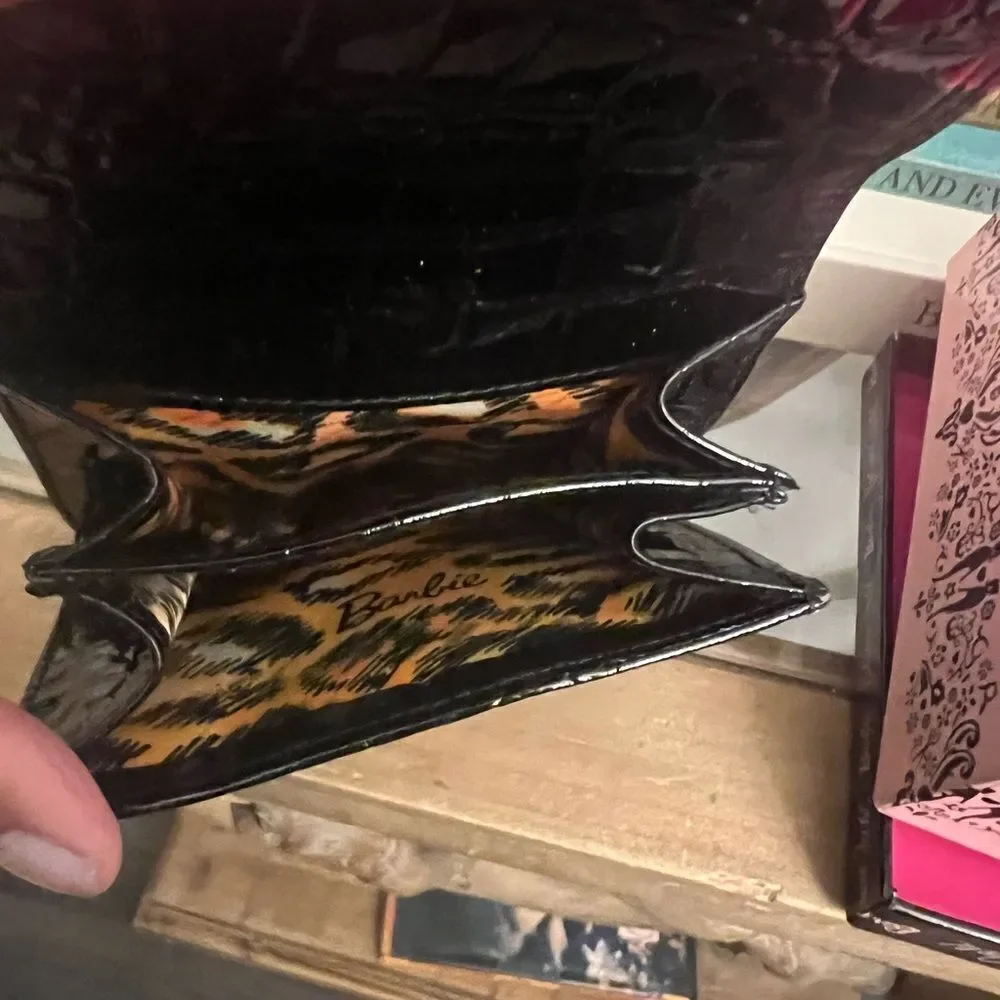 Patricia Field x Barbie Black Embossed Leather wallet NWT in original Box. Rare